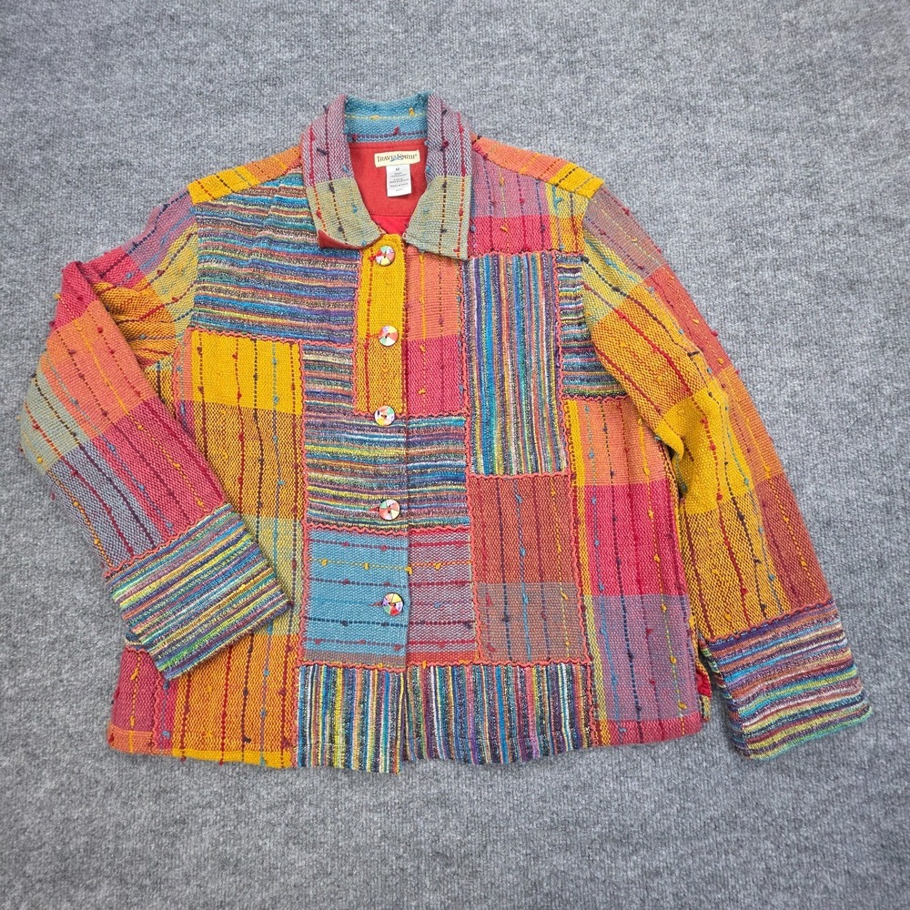 TRAVEL SMITH Patchwork Woven Jacket‎ Women's Medium Multi Color Block